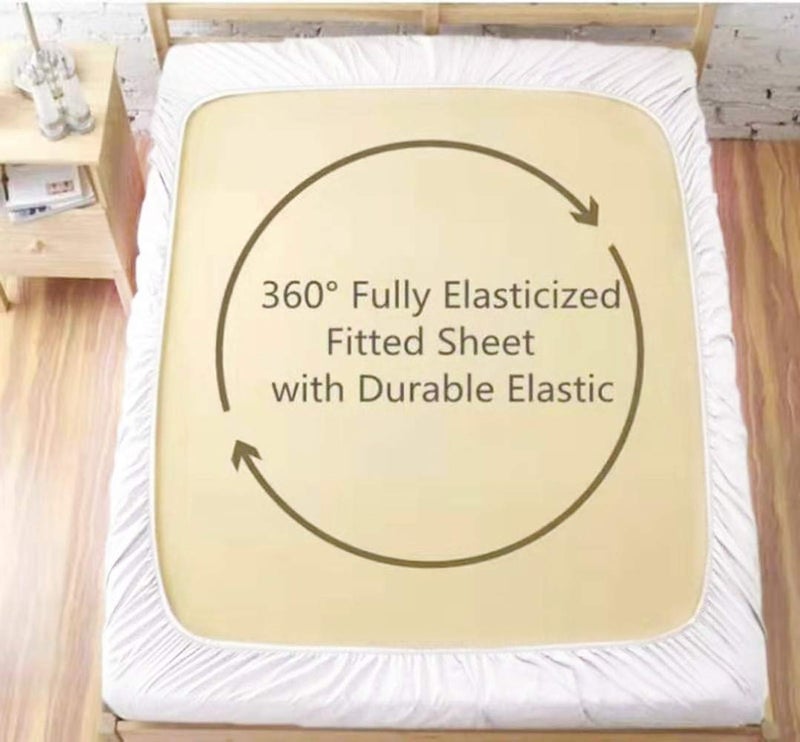 Meicotton Bedding Full Size Premium Cotton Fitted Sheet Only - 300 Thread Count Pure Natural Cotton Fabric - 14" Deep Pocket,Breathable,Ultra Soft & Silky (Full,White) - Image 4